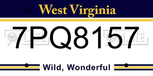 7PQ8157 West Virginia License Plate