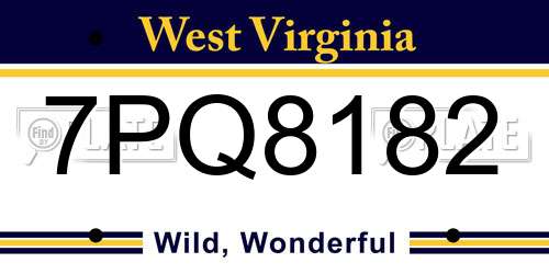 7PQ8182 West Virginia License Plate