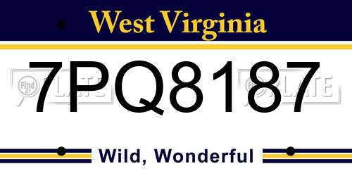 7PQ8187 West Virginia License Plate