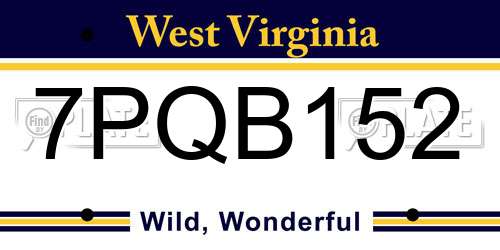 7PQB152 West Virginia License Plate