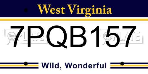 7PQB157 West Virginia License Plate