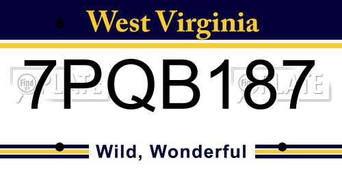 7PQB187 West Virginia License Plate