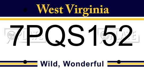 7PQS152 West Virginia License Plate