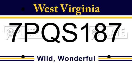 7PQS187 West Virginia License Plate