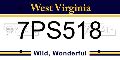 7PS518 West Virginia License Plate
