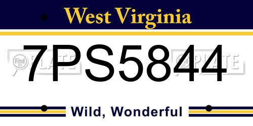 7PS5844 West Virginia License Plate