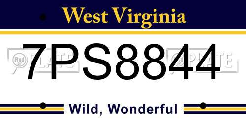 7PS8844 West Virginia License Plate