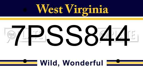 7PSS844 West Virginia License Plate