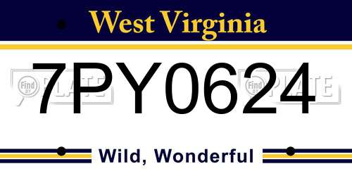 7PY0624 West Virginia License Plate