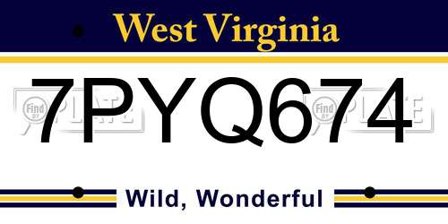 7PYQ674 West Virginia License Plate