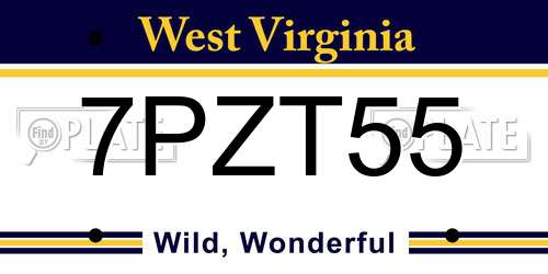 7PZT55 West Virginia License Plate