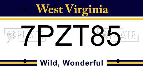 7PZT85 West Virginia License Plate