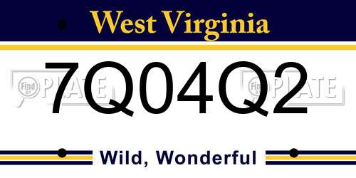 7Q04Q2 West Virginia License Plate