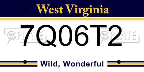 7Q06T2 West Virginia License Plate