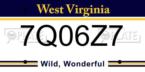 7Q06Z7 West Virginia License Plate