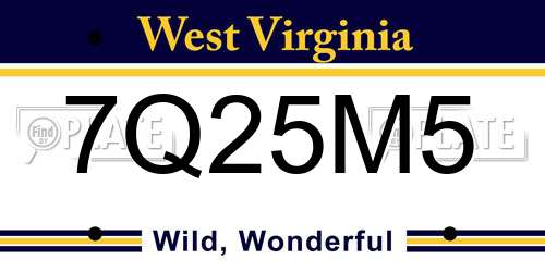 7Q25M5 West Virginia License Plate
