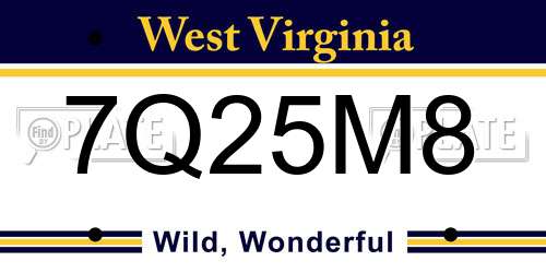 7Q25M8 West Virginia License Plate