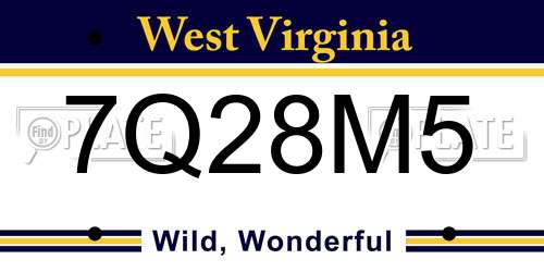 7Q28M5 West Virginia License Plate