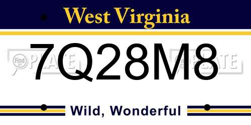 7Q28M8 West Virginia License Plate