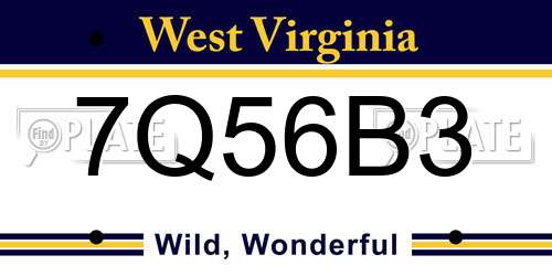 7Q56B3 West Virginia License Plate