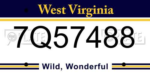 7Q57488 West Virginia License Plate