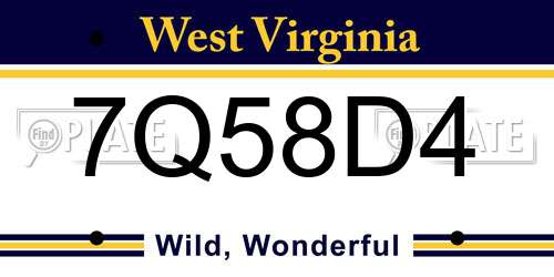 7Q58D4 West Virginia License Plate