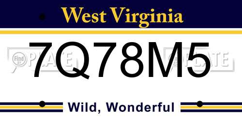 7Q78M5 West Virginia License Plate