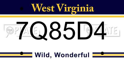 7Q85D4 West Virginia License Plate