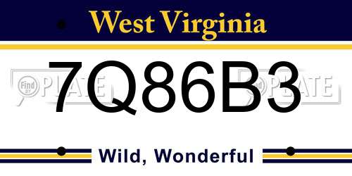 7Q86B3 West Virginia License Plate