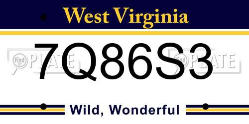 7Q86S3 West Virginia License Plate