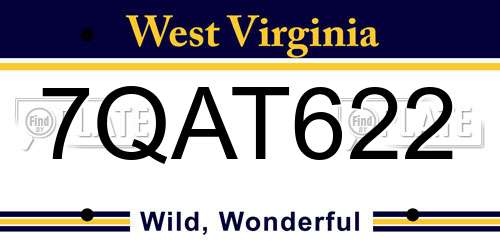 7QAT622 West Virginia License Plate