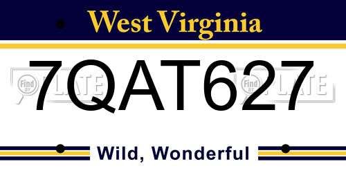 7QAT627 West Virginia License Plate