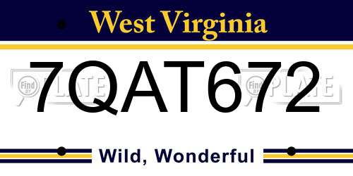 7QAT672 West Virginia License Plate