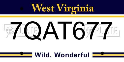 7QAT677 West Virginia License Plate