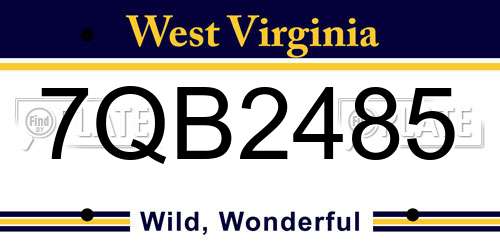 7QB2485 West Virginia License Plate