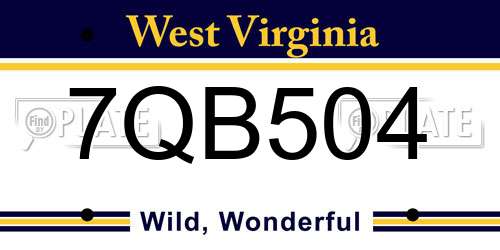7QB504 West Virginia License Plate