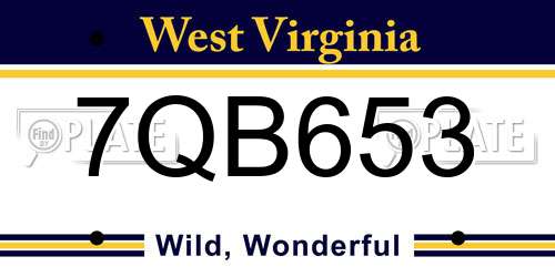7QB653 West Virginia License Plate