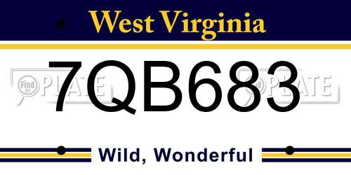 7QB683 West Virginia License Plate