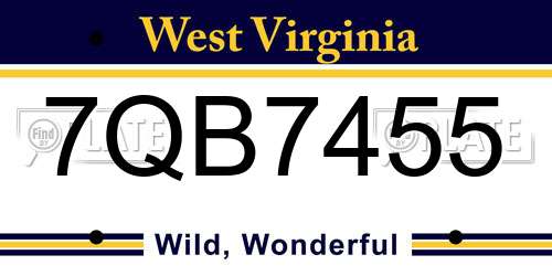 7QB7455 West Virginia License Plate