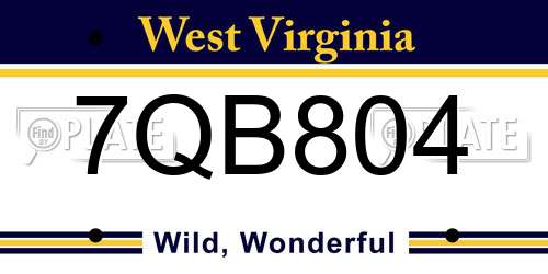 7QB804 West Virginia License Plate