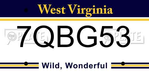 7QBG53 West Virginia License Plate