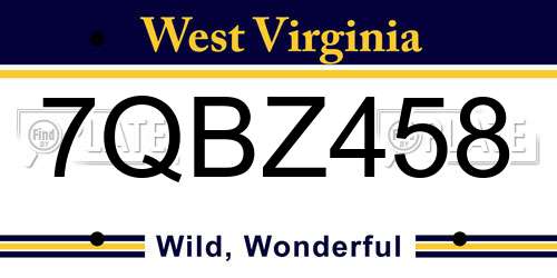 7QBZ458 West Virginia License Plate