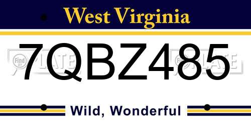 7QBZ485 West Virginia License Plate