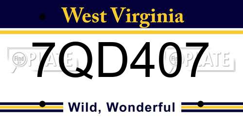 7QD407 West Virginia License Plate