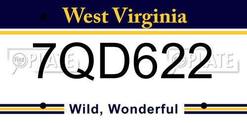 7QD622 West Virginia License Plate