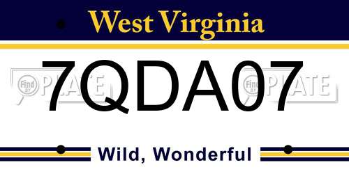 7QDA07 West Virginia License Plate