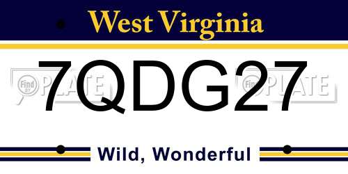 7QDG27 West Virginia License Plate