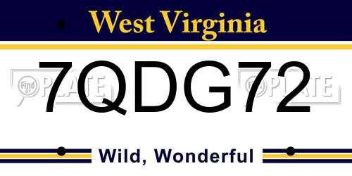 7QDG72 West Virginia License Plate