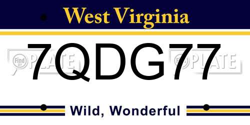 7QDG77 West Virginia License Plate