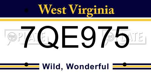 7QE975 West Virginia License Plate
